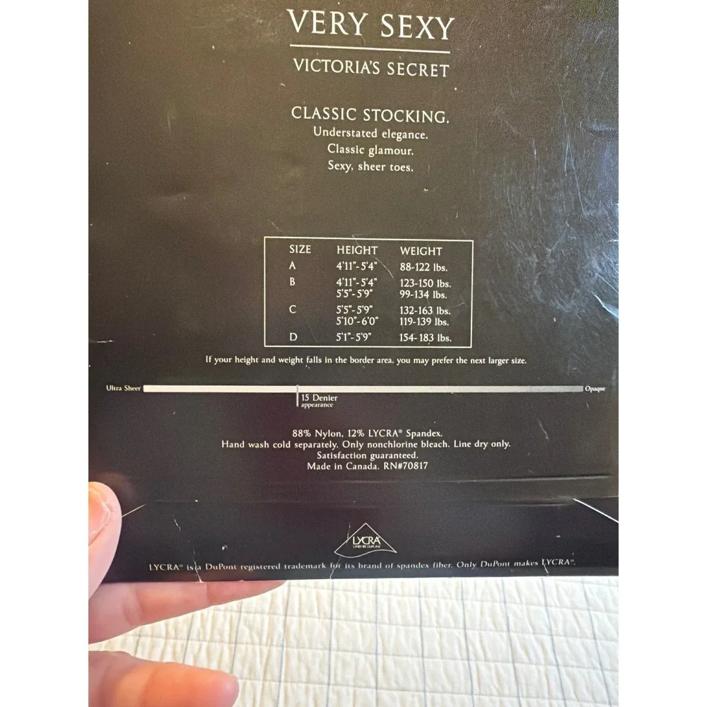 Victorias Secret Very Sexy Classic Stocking 15 Denier Black Size A Sheer Toe NIP
